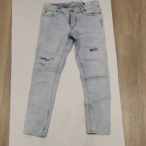 DSQUARED2 Light Wash Distressed Skinny Jeans